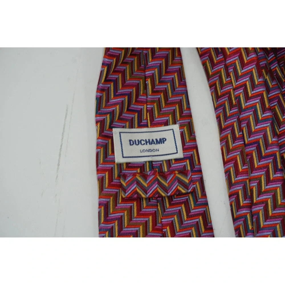 Duchamp London‎ Tie Multicolor Geometric Silk Made In England